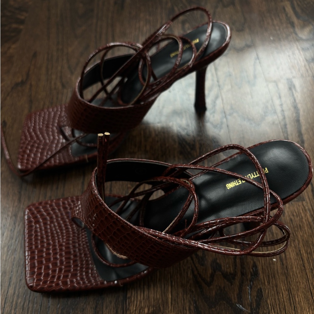 Brown Strappy High Heel Sandals